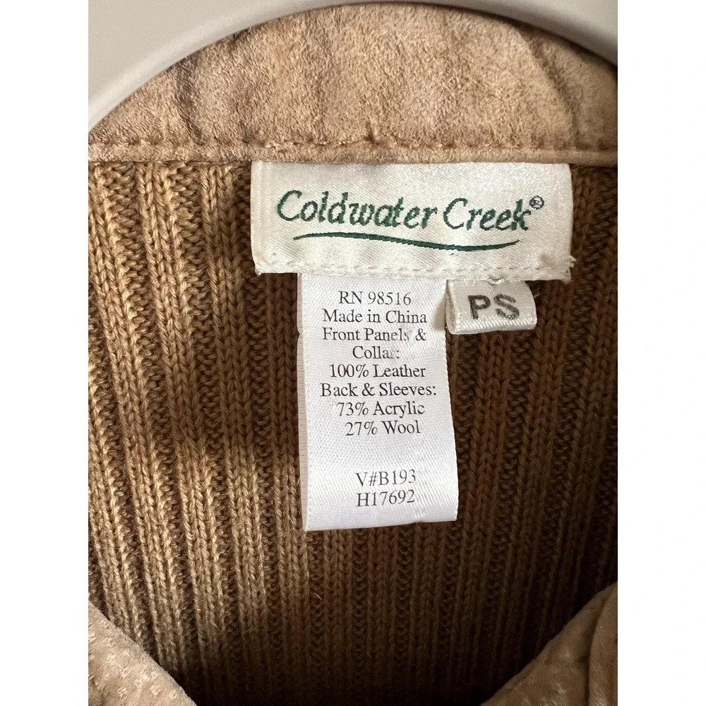 Vintage Leather Suede Knit Jacket Tan Zip Up Fitted Equestrian Minimal 90s‎